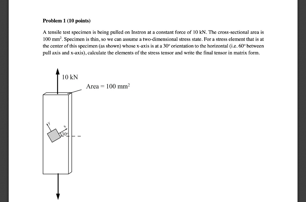 Problem 1 (10 points) A tensile test specimen is being...