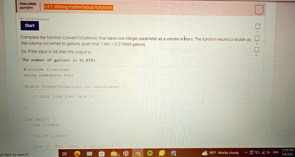 texts help in c challenge activity 641 writing mathematical functions ...