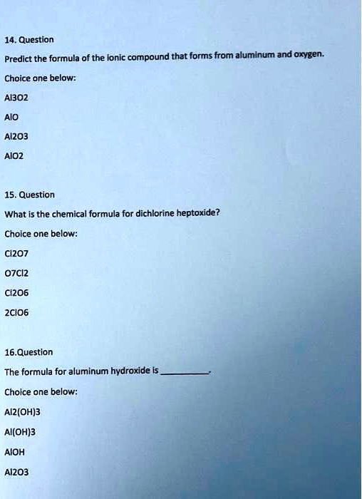 SOLVED 14. Question Predict the formula of the ionic compound that