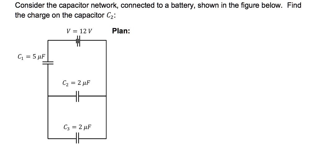 SOLVED: Consider the capacitor network; connected to battery, shown in ...