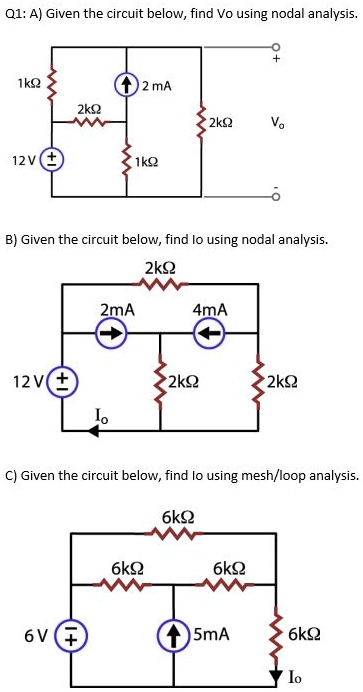 Solved Q1 Given The Circuit Below Find Vo Using Nodal Analysis 1kÎ