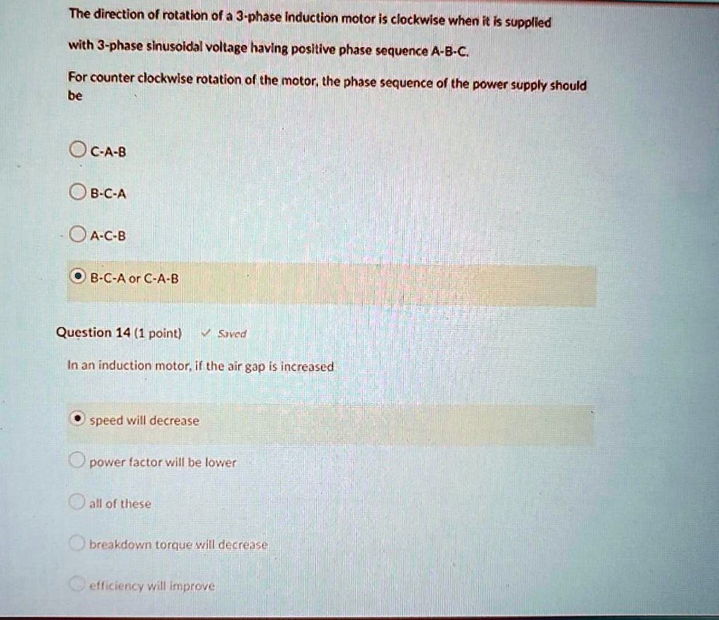 The direction of rotation of a 3-phase induction motor is clockwise ...