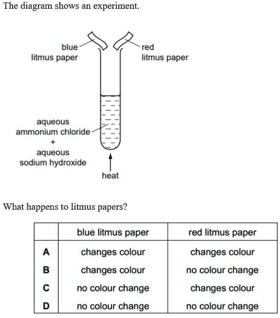 red and blue litmus paper experiment