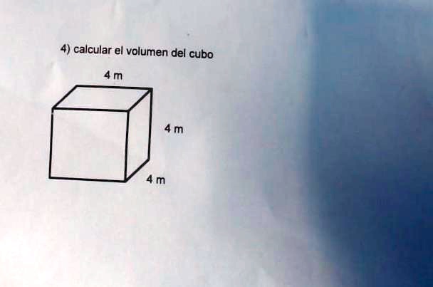 SOLVED: calcular el volumen del cubo calcular el volumen del cubo 4 M 4 M