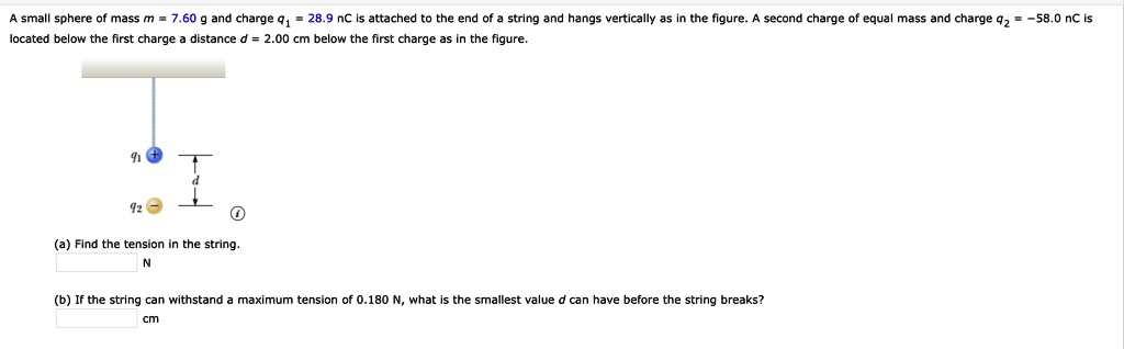 Solved: Small Sphere Mass Charge 91 28.9 Nc Is Attached The End Of 