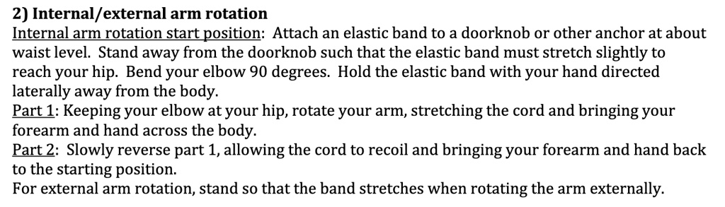 2) Internal/external arm rotation Internal arm rotation start position ...
