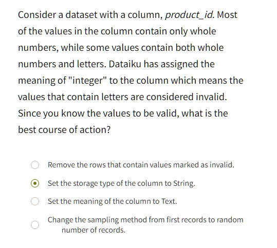 SOLVED: Consider a dataset with a column, productid. Most of the values ...