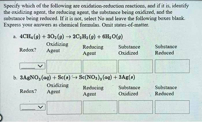 SOLVED: Specify Which Of The Following Are Oxidation-reduction ...