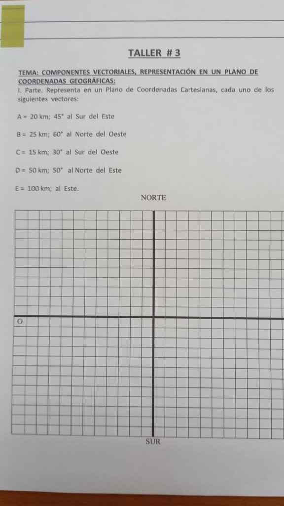 SOLVED: TALLER # 3 TEMA: COMPONENTES VECTORIALES, REPRESENTACIÓN EN UN ...