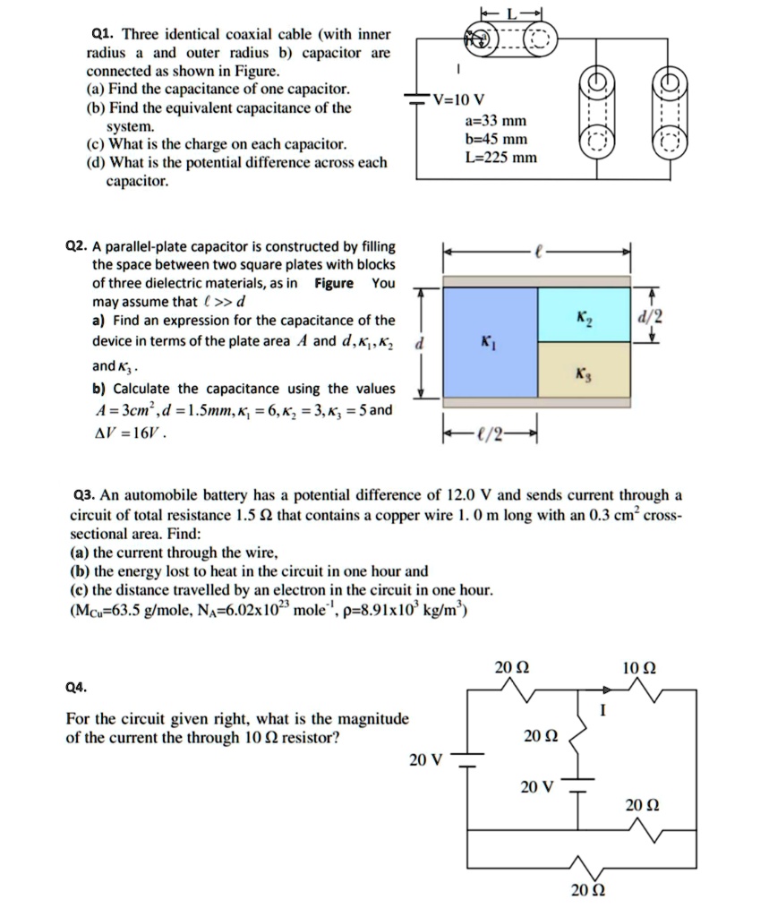 SOLVED Q1. Three identical coaxial cables (with inner radius and outer