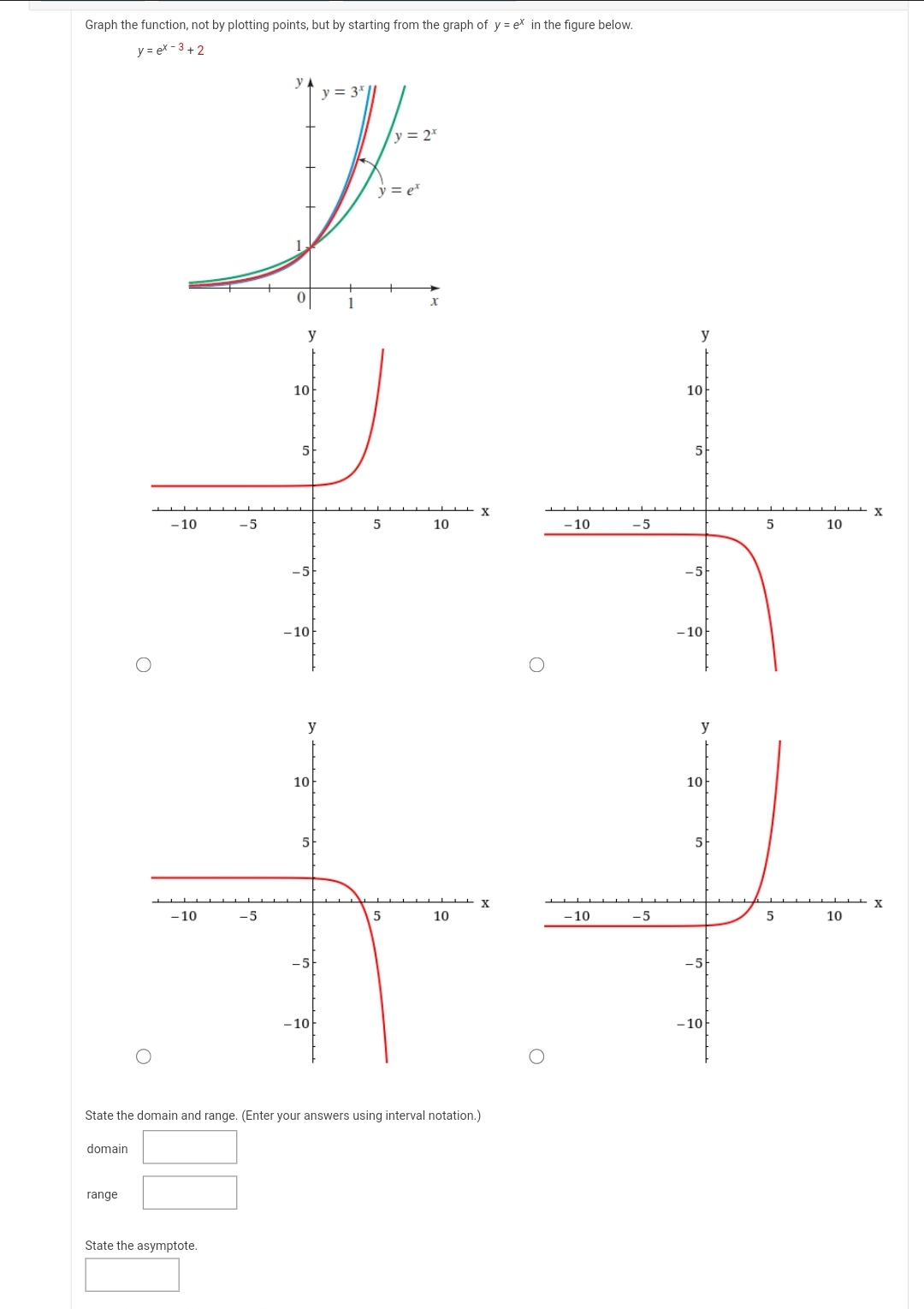 Solved Graph The Function Not By Plotting Points But By Starting From The Graph Of Yex In 8517