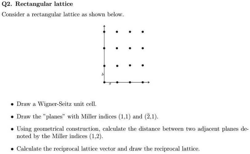 SOLVED: Rectangular lattice Consider a rectangular lattice as shown ...