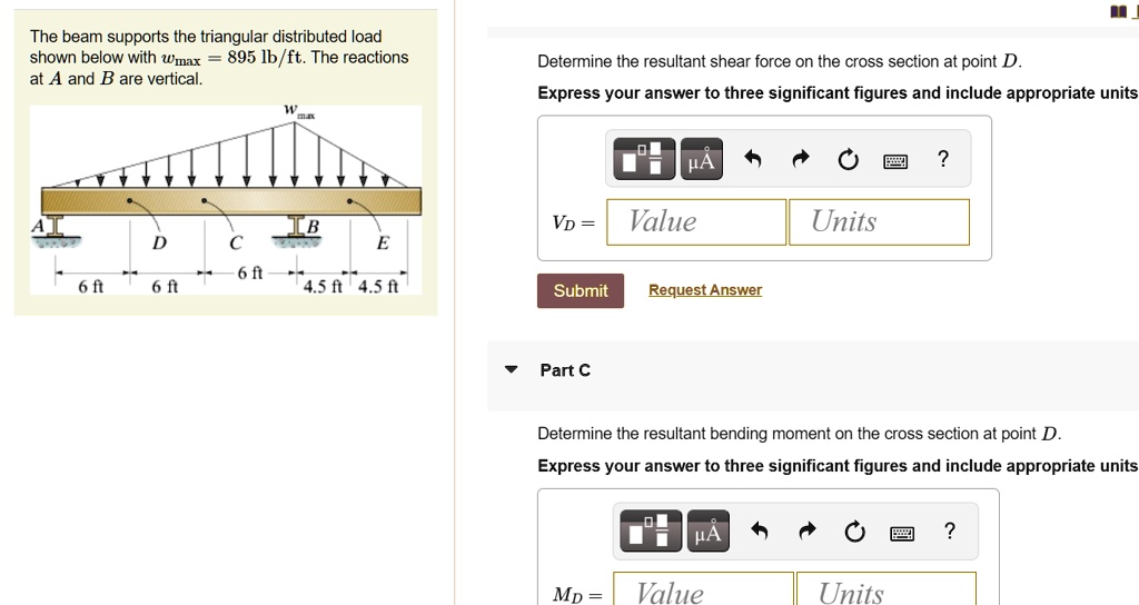 The Beam Supports The Triangular Distributed Load Shown Below With Wmax ...