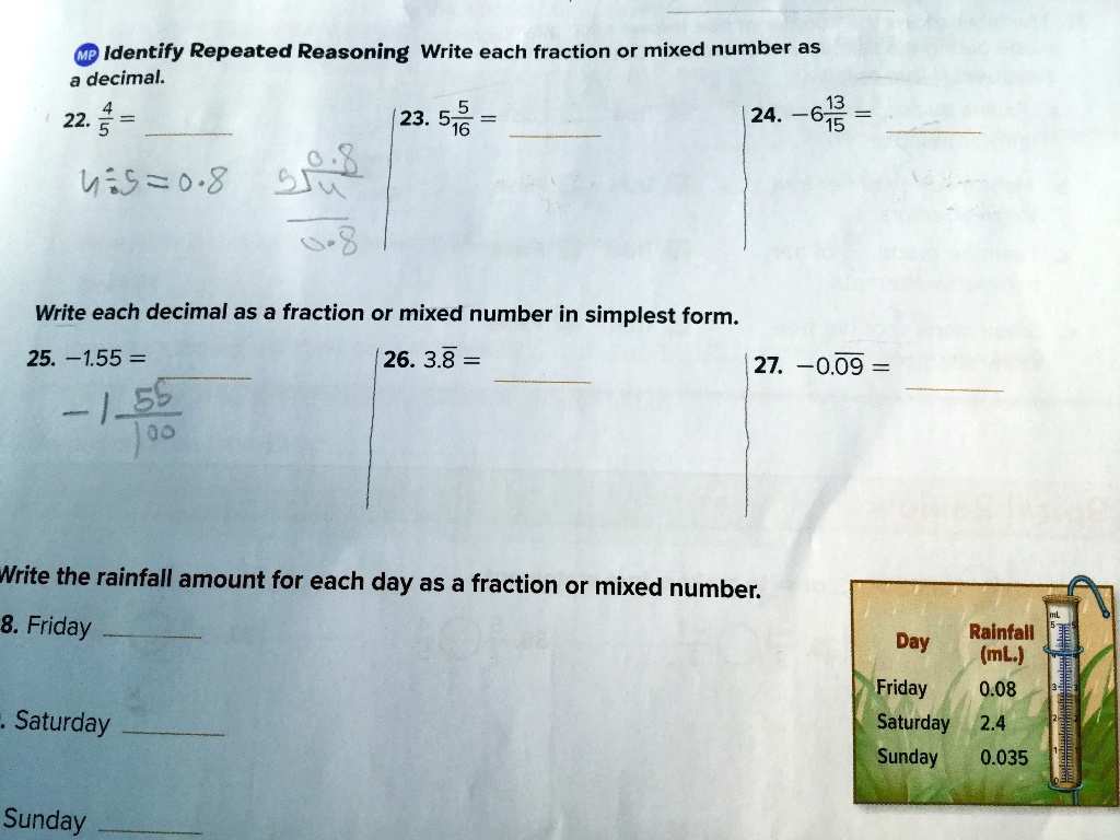 SOLVED:Identify Repeated Reasoning Write each fraction or mixed