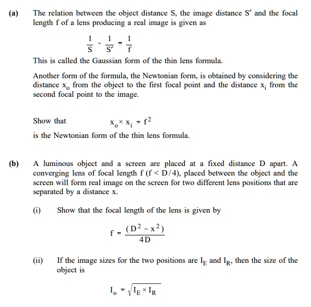 4 the relation between the object distance s the image distance s and ...