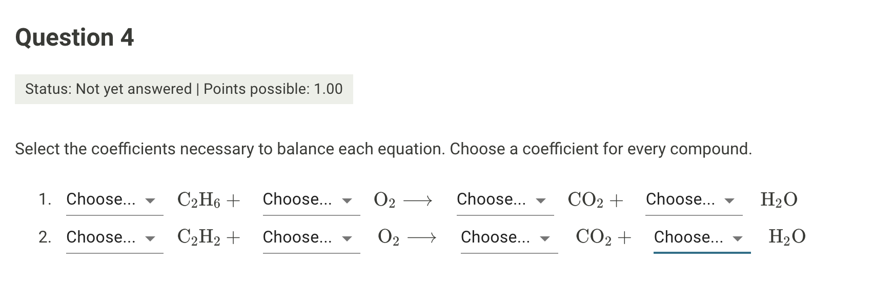 Solved Types Of Chemical Reactions Quiz