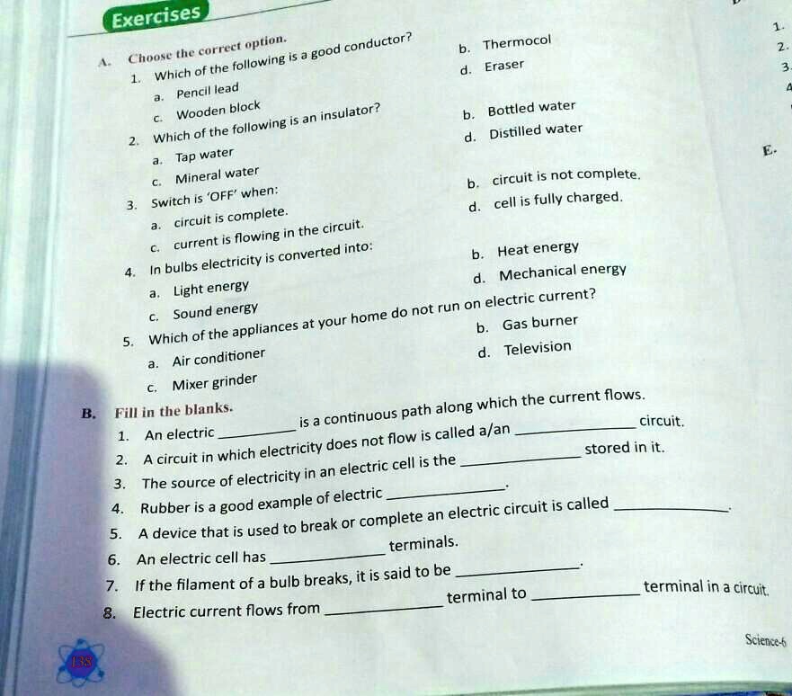 SOLVED Question no. a, b. Thermocol Eraser Exercises correct "option