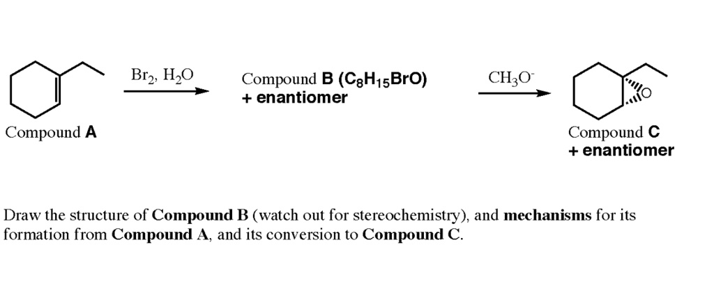 SOLVED: Brz; HzO Compound B (CgHqsBrO) +enantiomer CH3O Compound A ...