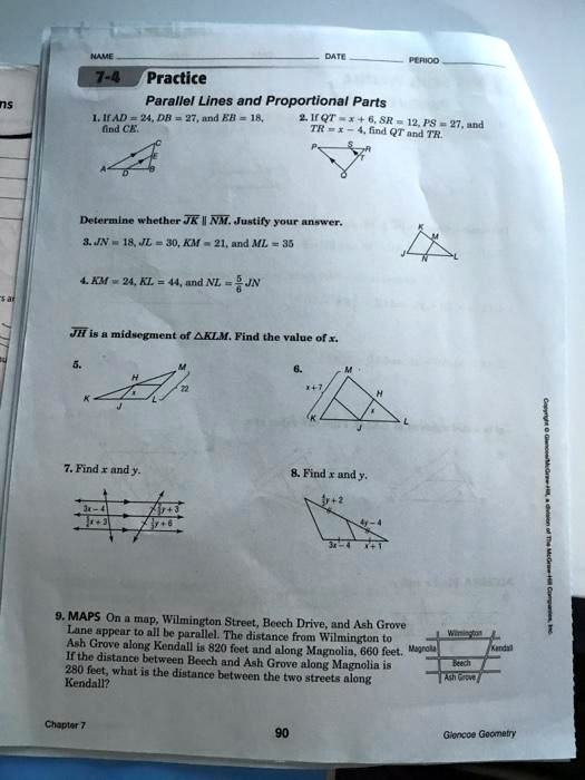 innin practice parallel lines and proportional parts haad pk 27 nnd h icot u 12ps 27and ot a4 determlne whether jk nm justify rour anawcr 1jn i8 jl j0km 21and ml l1i 4k 4mnd nl jh is midwcgn 57308