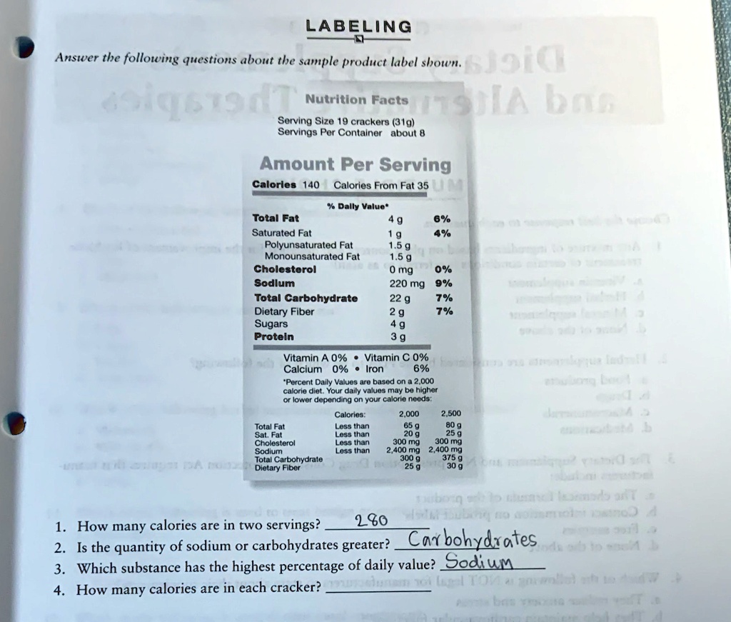 SOLVED LABELING Answer the following questions about the sample