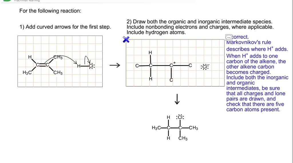 SOLVED For the following reaction 2) Draw both the organic and