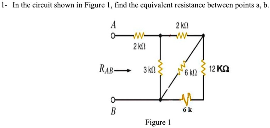 1- In the circuit shown in Figure 1, find the equivalent resistance ...