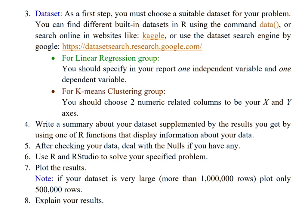 Solved please answer this by using r language 3 dataset as a
