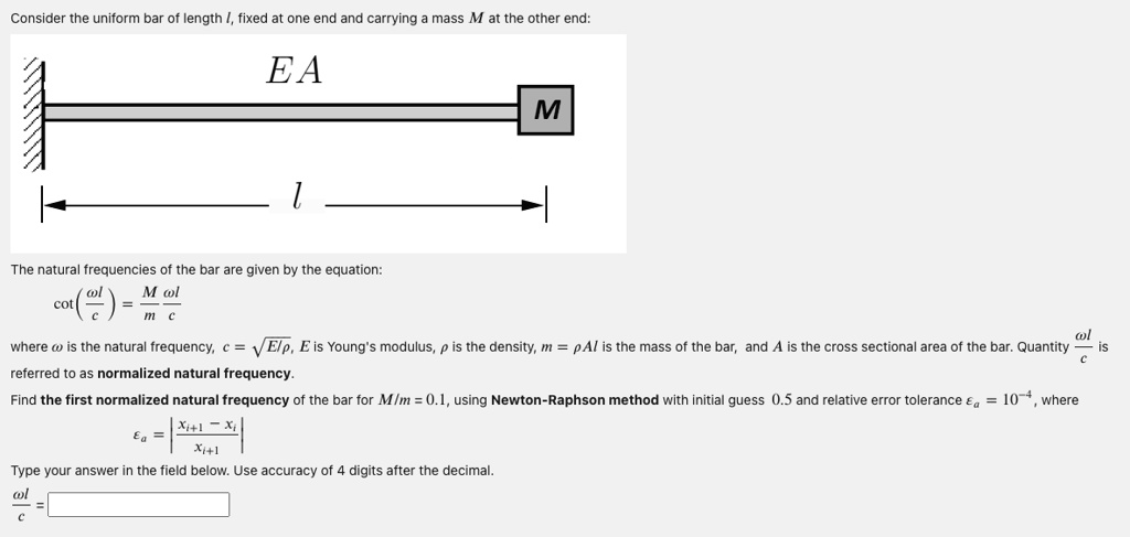 Consider the uniform bar of length l, fixed at one end and carrying a ...