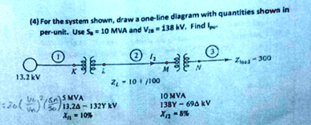 SOLVED: For the system shown, draw a one-line diagram with quantities ...