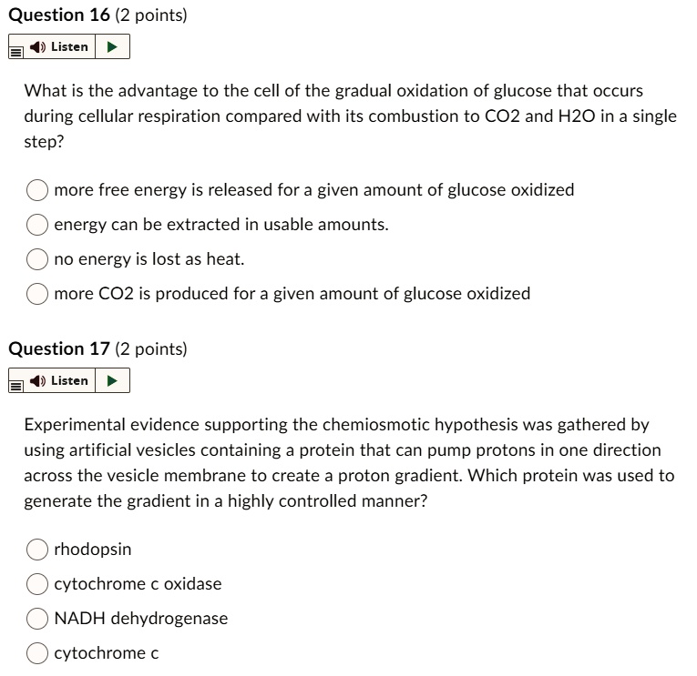 SOLVED: Question 16 (2 points) Listen What is the advantage to the cell ...