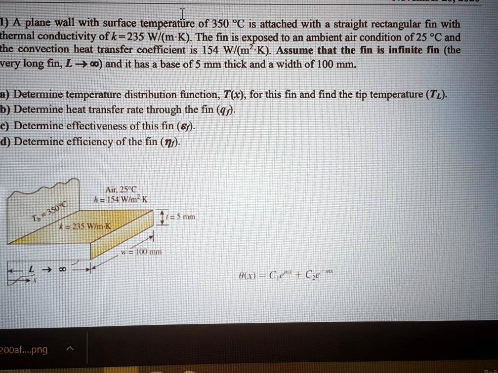 SOLVED A plane wall with a surface temperature of 350Â°C is attached