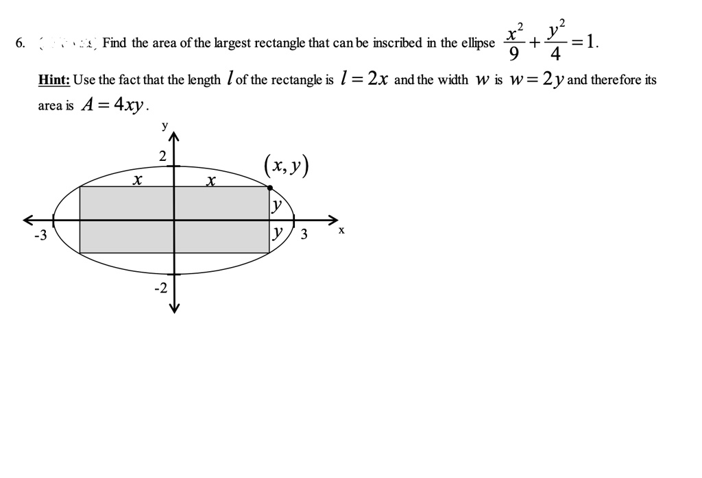 SOLVED Find the area of the largest rectangle that can be inscribed in