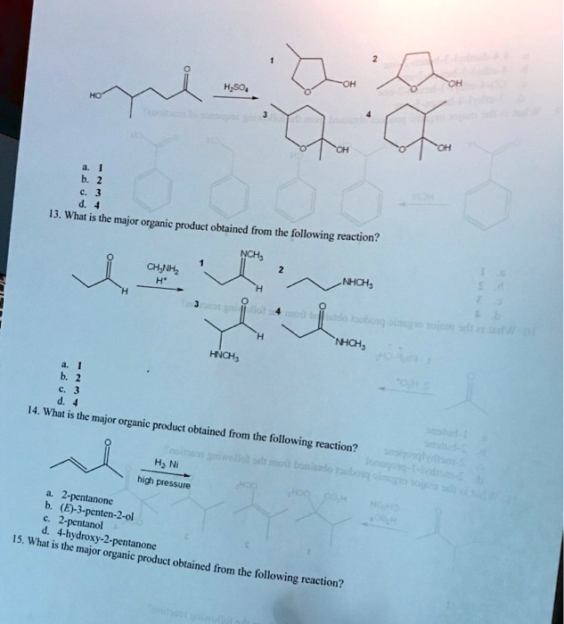 13 What Is The Major Organic Product Obtained From… Solvedlib