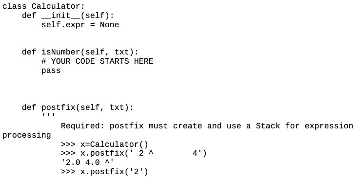 Class Calculator: def init(self): self.expr = None def...