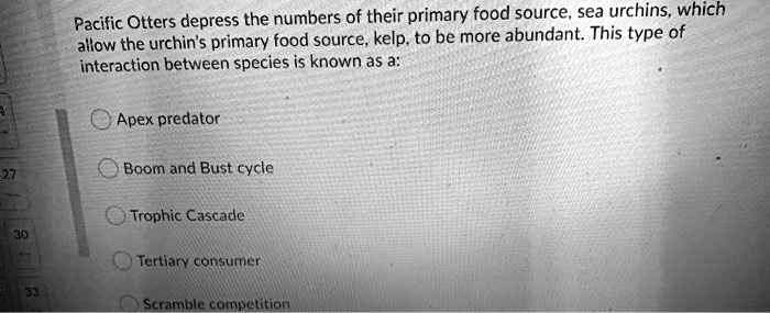 SOLVED: Pacific Otters depress the numbers of their primary food source