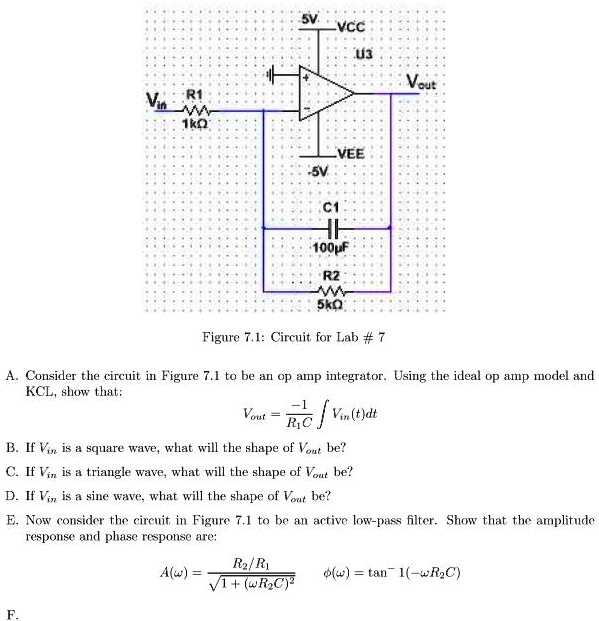 VIDEO solution: 5V, VCC, Vout, 1kÎ©, VEE -5V, C1, 100Î¼F, R2 = 5kÎ ...