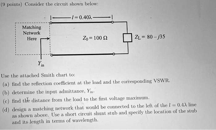 9 points) Consider the circuit shown below: l = 0.40λ Matching