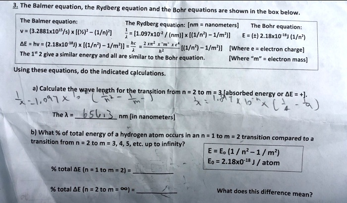 SOLVED:2 The Balmer equation, the Rydberg equation and the Bohr ...