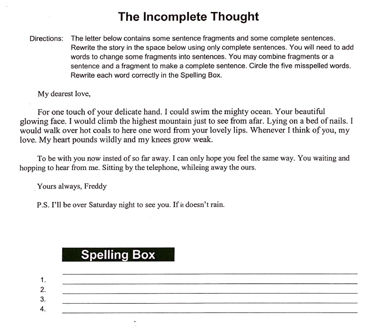 SOLVED The Incomplete Thought Directions The letter below