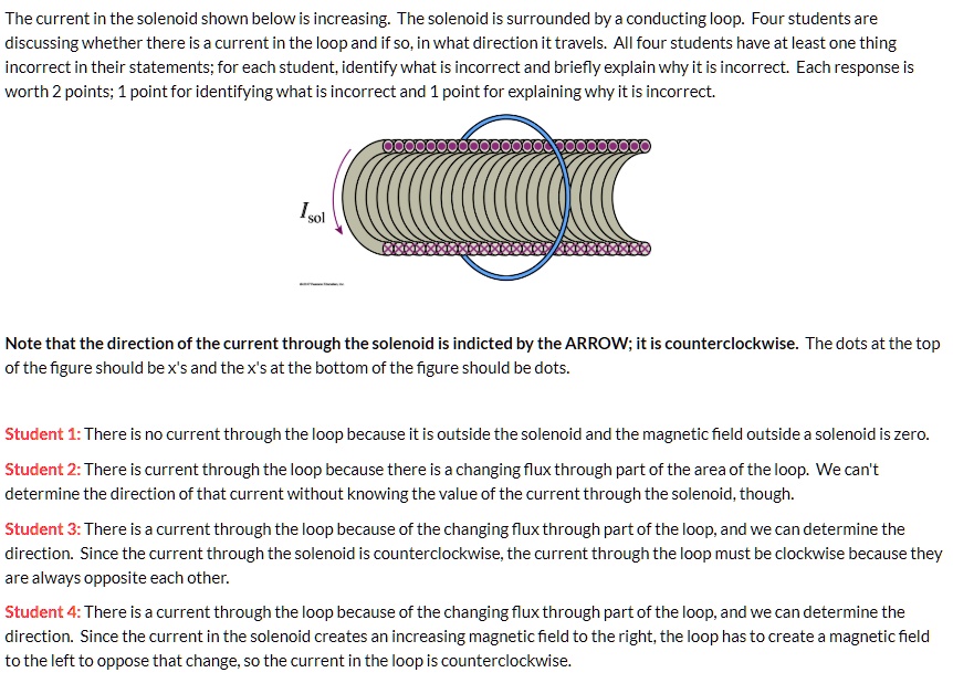 SOLVED The current in the solenoid shown belowis increasing The