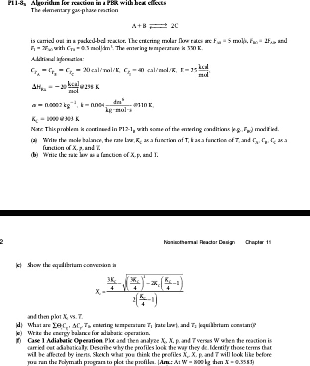 p11 8g algorithm for reaction in a pbr with heat effects the elementary ...