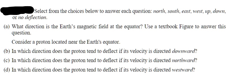 Select from the choices below to answer each question: north, south ...