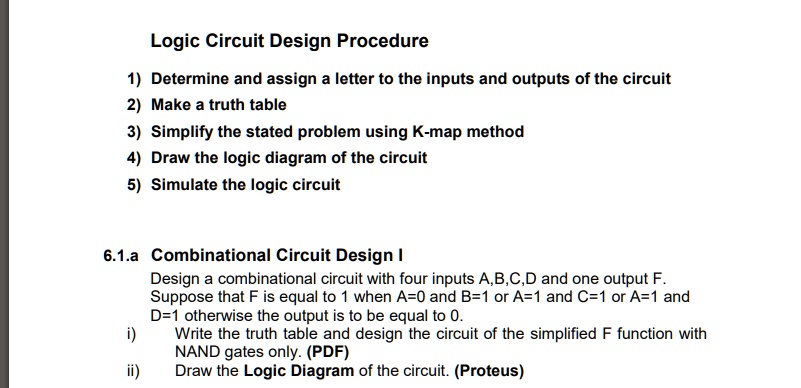 SOLVED: Logic Circuit Design Procedure 1) Determine and assign a letter ... Circuit Diagram