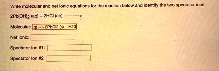 SOLVED: Write molecular and net ionic equations for the reaction below ...