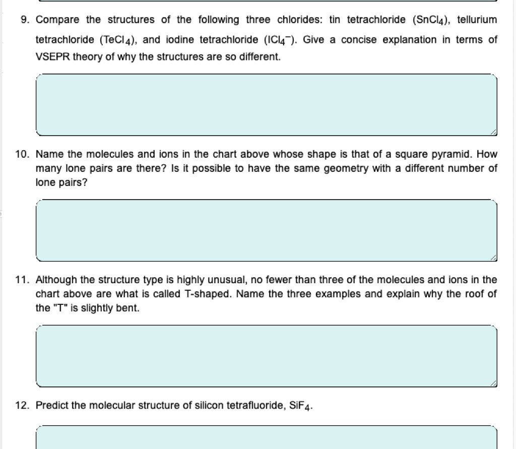 SOLVED 9. Compare the structures of the following three chlorides tin