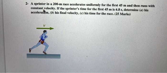 SOLVED: Sprinter In A 200-m Race Accelerates Uniformly For The First 45 ...