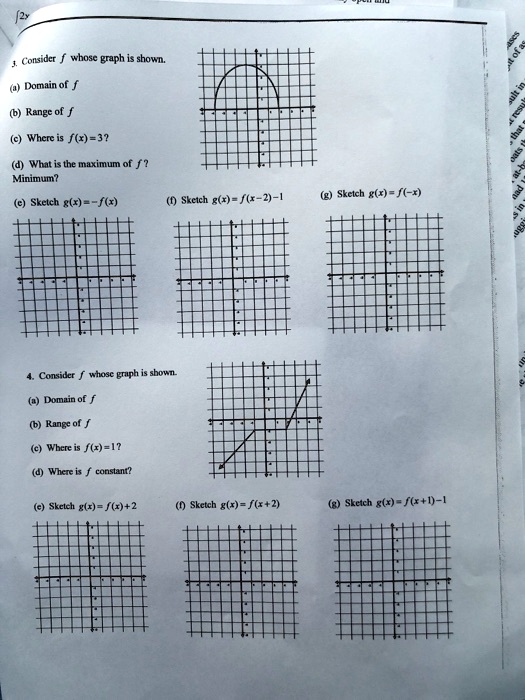 Solved Hosc Gruph Shown Domain Of Range Of Wncic F X 32 What Lne Maximun Minimimtle Skctch G M 4 Sielch X R F X Sketch G F Conlcl Wnosc Eninte Shoun Domin Knec 0l