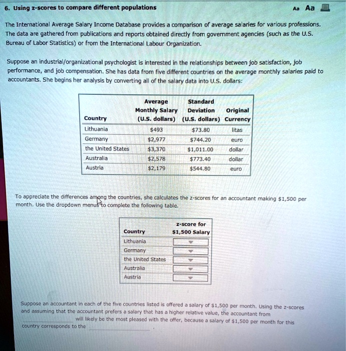 Using z scores to compare different populations aa the