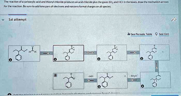 SOLVED: The reaction of a carboxylic acid and thionyl chloride produces ...