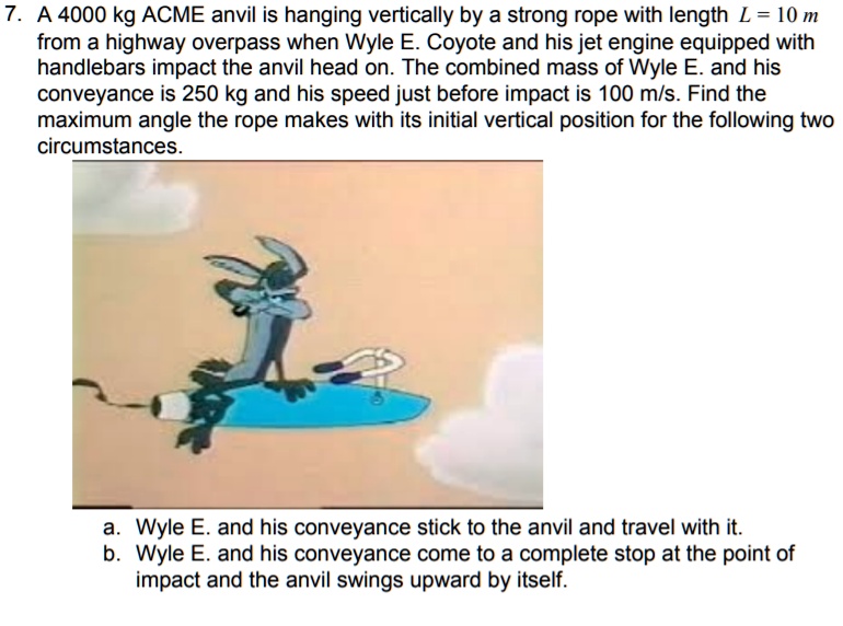 SOLVED: A 4000 kg ACME anvil is hanging vertically by a strong rope ...
